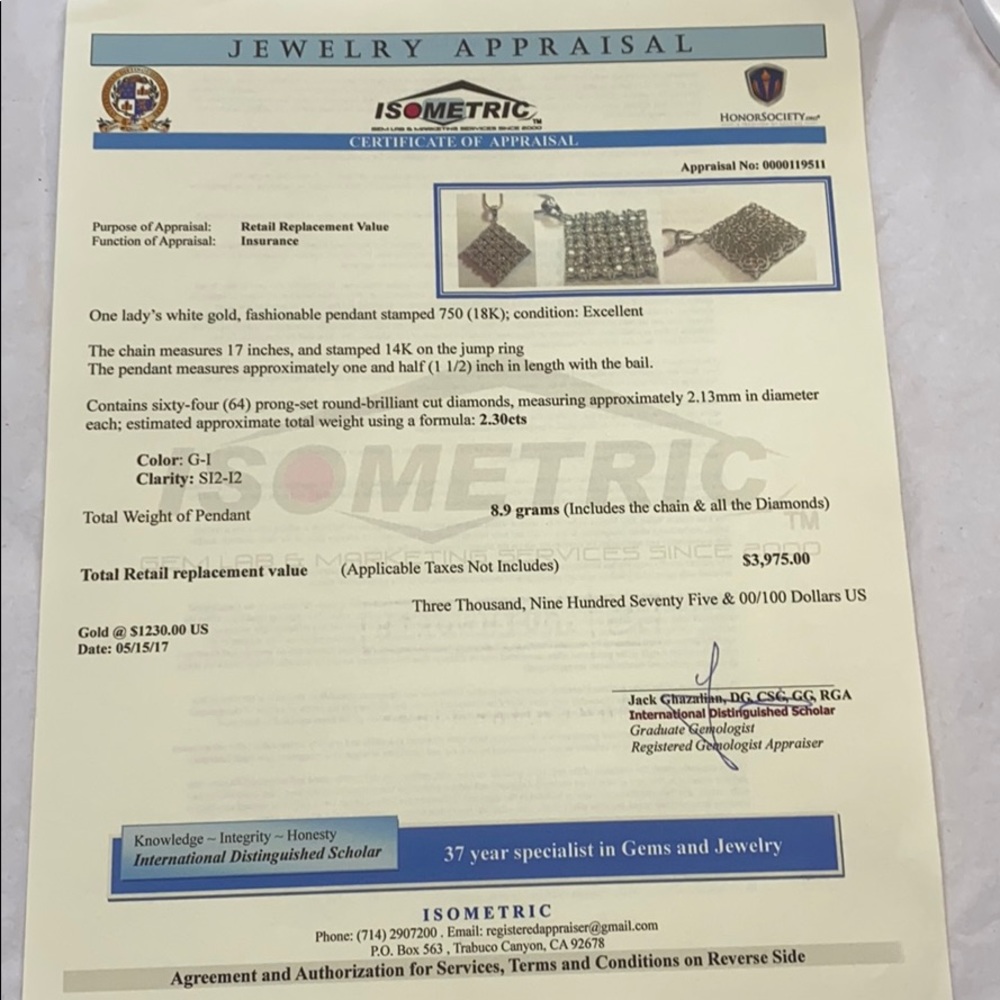 18k  diamond round necklace - Picture 6 of 6